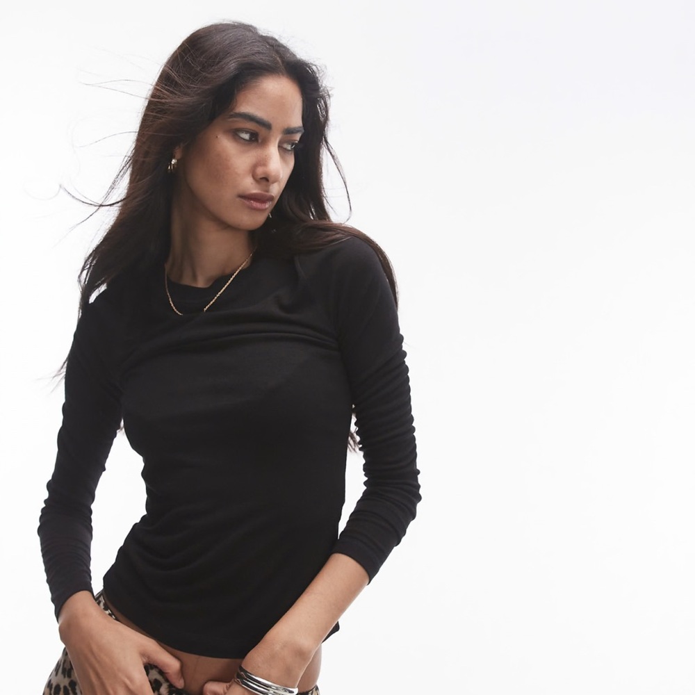 TopShop - Black Long Sleeve Top with Side Ties